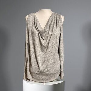 Black House White Market Elegant Gray Metallic Women's Sweater Open shoulder L